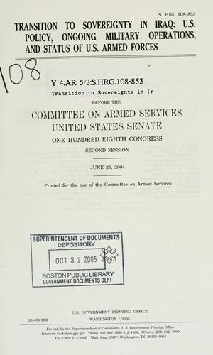 Cover for Transition to sovereignty in Iraq