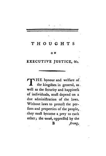 Cover for Thoughts on Executive Justice: With Respect to Our Criminal Laws, Particularly on the Circuits ...