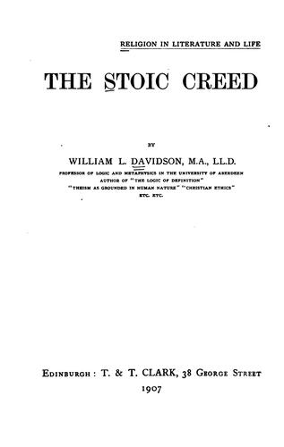 Cover for The Stoic creed