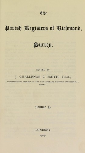 Cover for The parish registers of Richmond, Surrey