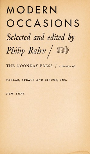 Cover for Modern occasions.