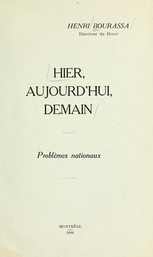 Cover for Hier, aujourd'hui, demain