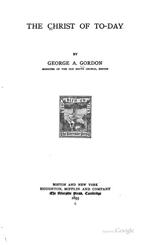 Cover for The Christ of to-day