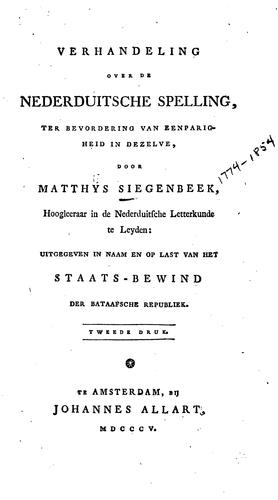 Cover for Verhandeling over de Nederduitsche spelling, ter bevordering van eenparigheid in dezelve