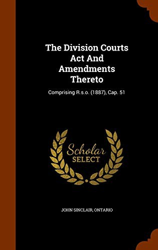 Cover for The Division Courts Act And Amendments Thereto