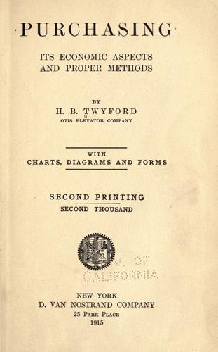 Cover for Purchasing; its economic aspects and proper methods