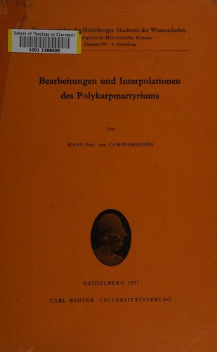 Cover for Bearbeitungen und Interpolationen des Polykarpmartyriums