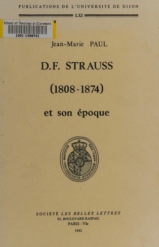 Cover for D.F. Strauss (1808-1874) et son époque