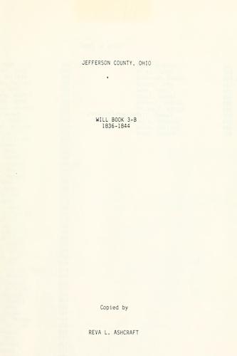 Cover for Jefferson County, Ohio, will book