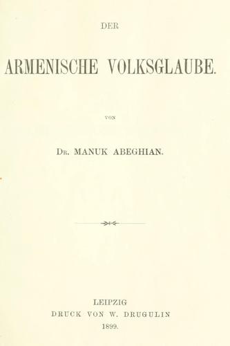 Cover for armenische Volksglaube.