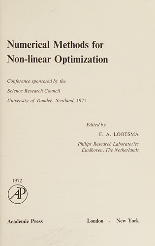 Cover for Numerical methods for non-linear optimization.