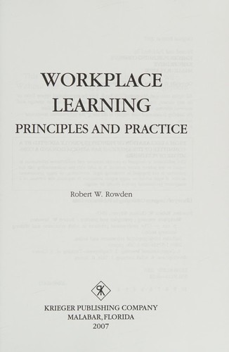 Cover for Workplace learning