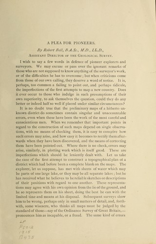Cover for A Plea for pioneers