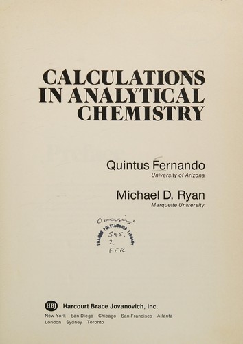 Cover for Calculations in analytical chemistry