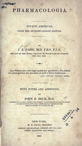 Cover for Pharmacologia