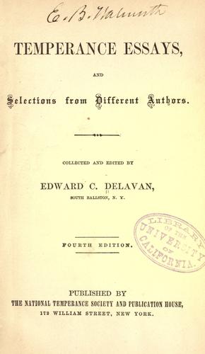 Cover for Temperance essays