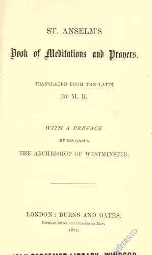 Cover for Saint Anselm's book of meditations and prayers