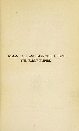 Cover for Roman life and manners under the early empire