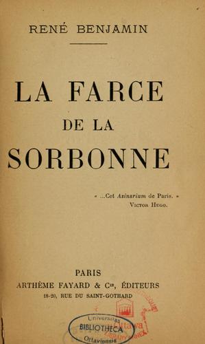 Cover for La farce de la Sorbonne. --