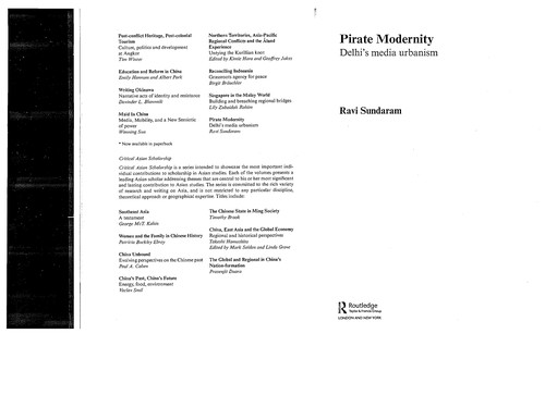 Cover for Pirate Culture and Urban Life in Delhi