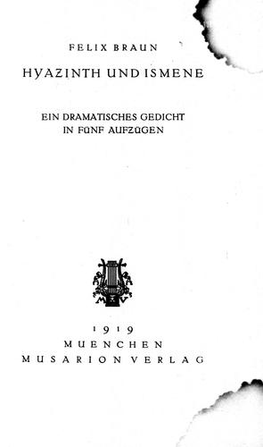 Cover for Hyazinth und Ismene