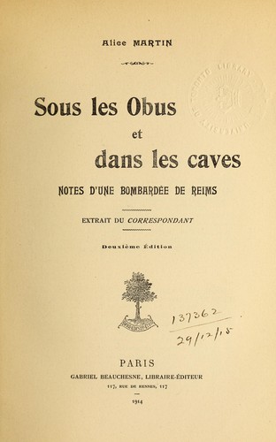 Cover for Sous les obus et dans les caves