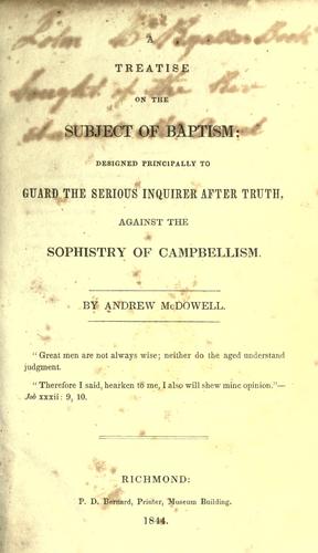 Cover for A treatise on the subject of baptism