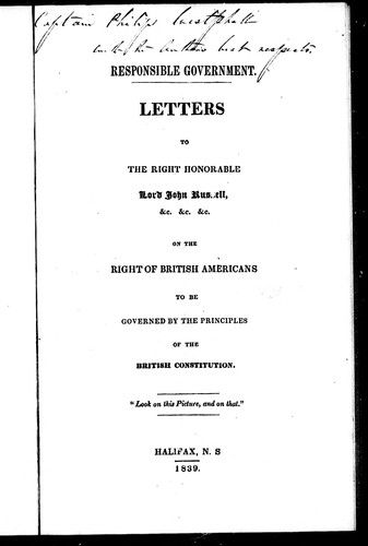 Cover for Responsible government