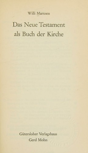 Cover for Das Neue Testament als Buch der Kirche