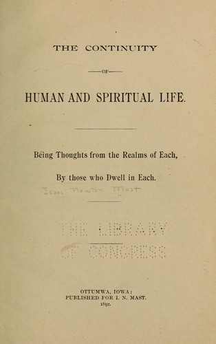 Cover for Continuity of human and spiritual life