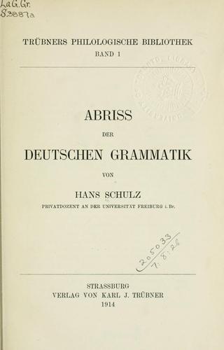 Cover for Abriss der deutschen Grammatik.