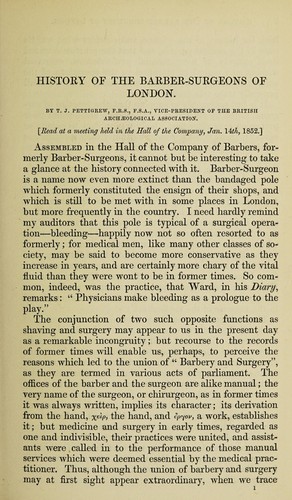 Cover for History of the barber-surgeons of London