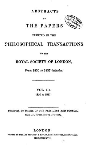 Cover for Abstracts of the Papers Printed in the Philosophical Transactions of the Royal Society of London