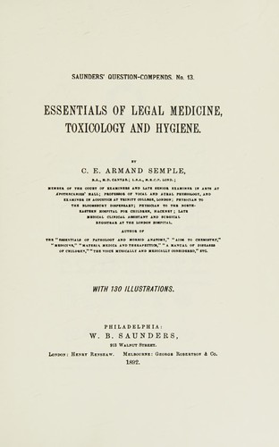 Cover for Essentials of Legal Medicine, Toxicology and Hygiene