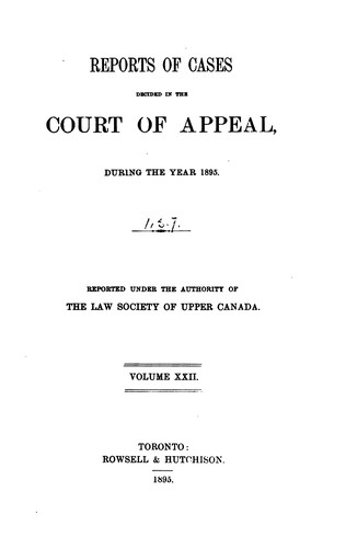 Cover for Reports of Cases Decided in the Court of Appeal [1876-1900].