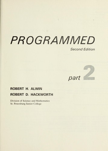 Cover for Algebra--programmed