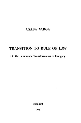 Cover for Transition to rule of law