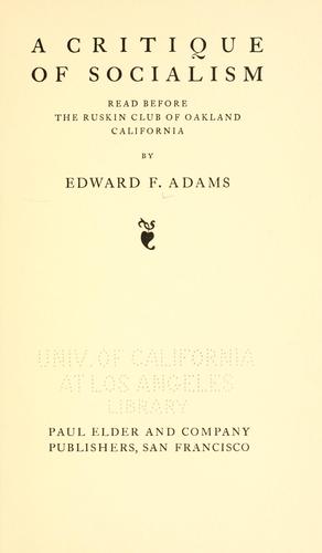 Cover for A critique of socialism