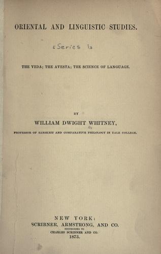 Cover for Oriental and linguistic studies.
