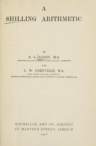 Cover for A shilling arithmetic