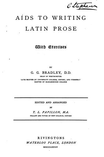 Cover for Aids to writing Latin prose, with exercises