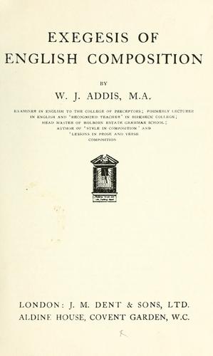 Cover for Exegesis of English composition