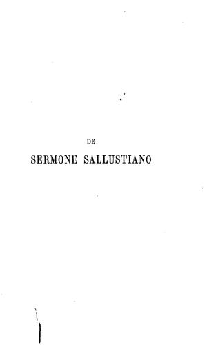 Cover for De sermone Sallustiano...