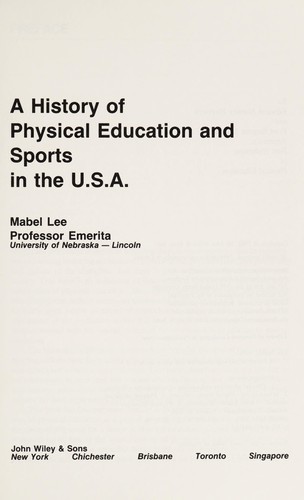 Cover for A history of physical education and sports in the U.S.A.