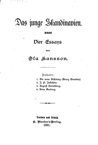 Cover for Das junge Skandinavien: Vier Essays