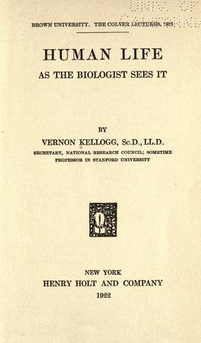 Cover for Human life as the biologist sees it