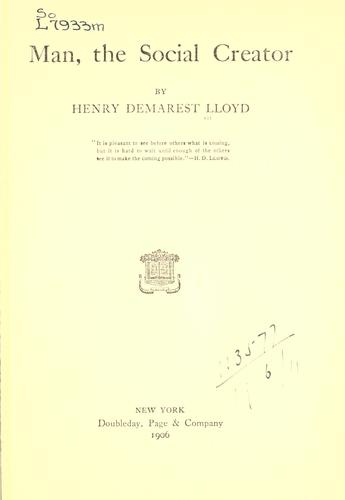 Cover for Man, the social creator.