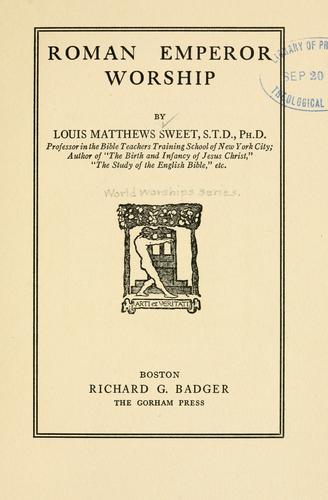 Cover for Roman emperor worship