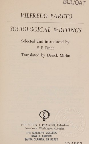 Cover for Sociological writings.