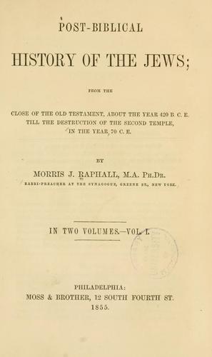 Cover for Post-Biblical history of the Jews